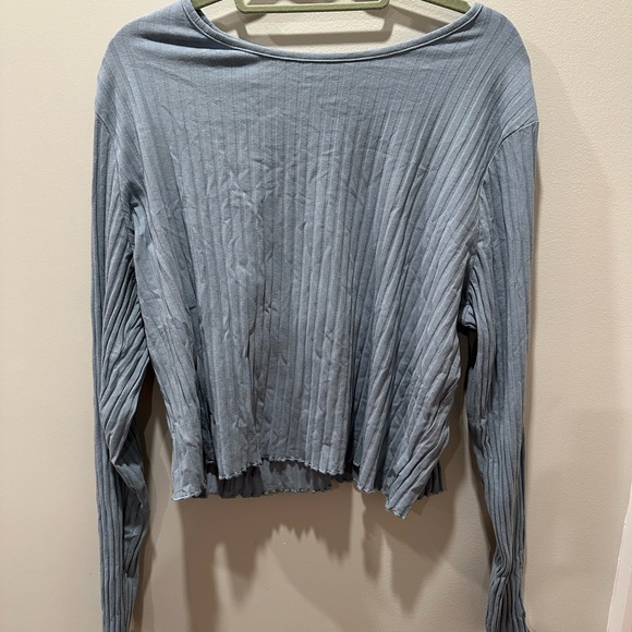 ASOS DESIGN curve lettuce edge crop t-shirt in dusty blue size us 24 - Picture 5 of 6